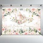 7x5ft Baby Shower Backdrop A Baby is Brewing Photography Background White Floral Pink Teapot Tea Party Theme Banner Decorations Rose Flower Green Leaf Golden Glitter Heart Photo Booth Prop - Image 4