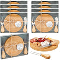 Maxcheck 8 Sets Bamboo Cheese Board Party Prizes with Knife Fork by Maxcheck