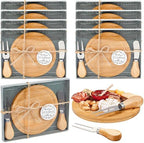 Maxcheck 8 Sets Bamboo Cheese Board Party Prizes with Knife Fork by Maxcheck