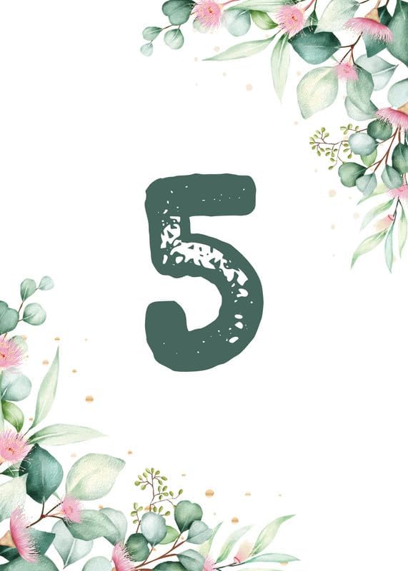 Eucalyptus Design Table Number Cards Double Sided Party Table Numbers for Reception Baby Shower Anniversary Birthday Bridal Party 5x7 100 Pcs by Unknown