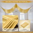 2 Panels 5ft(W) x 20ft(L) Gold Backdrop Curtain for Wedding Parties - Image 6