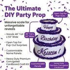 Anderson's White & Purple Personalized Pop-Out Birthday Cake, Life-Size Faux Cake with Script Font, Custom Name, Surprise Reveal Prop for Milestone Parties, Photo Ops, Store or Business Events - Image 2