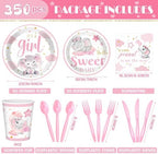 Dandat 350 Pcs Baby Shower Set, Elephant, Pink - Image 3