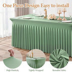 2 Packs Sage Green Spandex Table Cloths 8 Foot, Fitted Stretch Table Cover with Skirts 30x96 Inch, Wrinkle-Free Floor Length Tablecloths Rectangular for Weddings Parties Banquets Events Decorations - Image 2