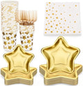 120 Pcs/24 Sets Gold Star Party Tableware Set for Guests by Purpeak