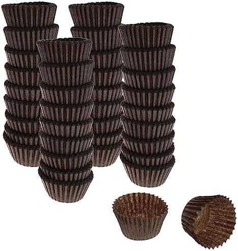 CybrTrayd No.4 Glassine Paper Approximately 12,500 Pieces – 1” Base, 3/4” Wall Candy Cups, Brown by CybrTrayd