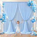 Baby Blue Tulle Backdrop Curtain for Parties Wedding,30ft x 10ft Wrinkle Free Curtain Backdrop,2 Layer Drapes for Backdrop,Polyester Back Drop for Bridal Shower Birthday Baby Shower Photography - Image 6