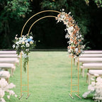 7.2Ft Golden Metal Wedding Arch Backdrop Stand With Base, Balloon Arch Stand Gold Backdrop Stand for Wedding Ceremony Bridal Baby Shower Photo Booth Party Decor (2-Layer Golden Wedding Arch) - Image 3