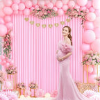 Pink Backdrop Curtain for Parties Baby Shower Wrinkle Free Pink Photo Curtains Backdrop Drapes Fabric Decoration for Weddings Birthday Party 5ft x 8ft,2 Panels - Image 2