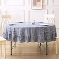 Navy Blue White Gingham Tablecloth Round Dia.90” by KMASANIJI