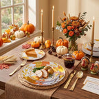 KIRE 150PCS Thanksgiving Plates Dinnerware Pumpkins - Plastic Thanksgiving Plates with Gold Silverware Include 25 for Dinner 25 for Salad 25Forks 25Knives 25Spoons 25Gold Cups - Image 4