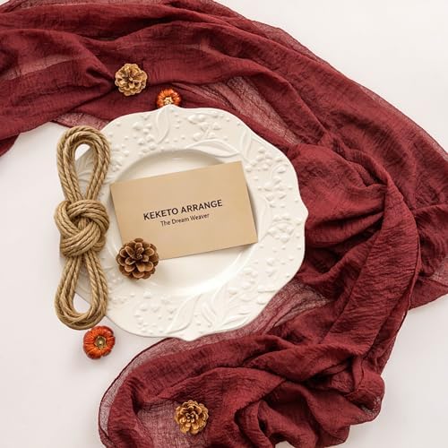 10Pcs Burgundy Cheesecloth Table Runner 120 Inches for Christmas Home Decor - Image 2
