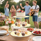 J JOYSAY Chess Checkerboard White Light Yellow Pattern Acrylic Cupcake Stand 3 Tier Dessert Table Display Set Clear Cake Stands for Baby Shower Wedding Party Decorations Easy Assembly Pastry Tower - Image 6