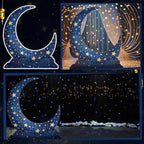 Leinuosen 5 ft Blue Star Moon Starry Night Party Decorations Crescent Moon Cardboard Stand up Cutout Large Life Size Twinkle Little Backdrop Prom Photo Prop Standup for Movie Night Birthday Homecoming - Image 5