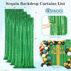 Green Sequin Backdrop 4 Panels 2FTx8FT Glitter Wedding Photo Backdrop - Image 6
