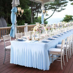6 Packs Baby Blue Table Clothes for 6 Foot Rectangle Tables, One-Piece Wrinkle Resistant Stretch Spandex Table Covers with Skirt for Event Banquet Wedding Birthday Party - Image 6