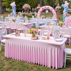 Spandex Tablecloth 8FT Rectangle Table Cover 6 Pack Pink Wrinkle-Free - Image 5