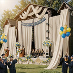 2 Panels 5ft(W) x 20ft(L) Beige Ceiling Drapes for Wedding Parties by PartyVillage