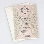 25-Pack White Lace Laser Cut Wedding Invitation with RSVP Cards, Blush Pink Shimmer Invitation Cards for Wedding/Sweet Sixteen/Bridal Shower/Birthday Party - Image 4
