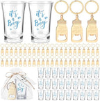Vesici 50 Set It's a Boy Baby Shower Favors Acrylic Shot Glasses Gold Bottle Opener Keychains Thank You Tags and Bags for Baby Shower Party Gender Reveal Party Guests Return Gift (it's a Boy) by Vesici
