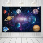 8x6ft Outer Space Decorations Backdrop Galaxy Solar System Starry Planet Earth Moon Birthday Background Universe Science Fiction Milky Way Baby Shower Banner Photo Booth - Image 2