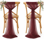 MDS Pack of 125 Chiffon Chair Sashes for Wedding & Event Décor - Burgundy by MDS
