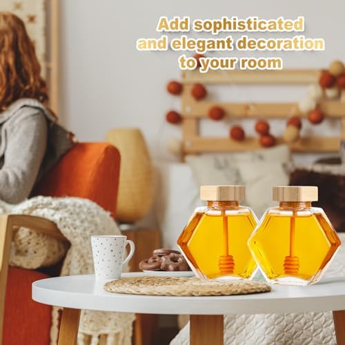 Sunnyray 30 Pcs Glass Honey Jar with Dipper Hexagonal for Party Gift, 220ml - Image 6