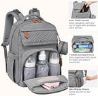 BabbleRoo Diaper Bag Backpack - Travel Large Baby Diaper Bag with Changing pad, Waterproof Baby Bags for Mom & Dad, Unisex Bags with Pacifier Case, Luggage Strap & Stroller Clips– Light Gray - Image 6