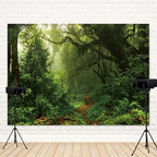 12x6ft Jungle Forest Backdrop Spring Woodland Green Rainforest Photography Background Dirt Road Nature Scenery Birthday Baby Shower Banner Decorations Kids Adults Portrait Photo Booth Prop - Image 4