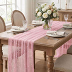 Artoid Mode 6-Pack Pearl Pastel Pink Gauze Table Runner 10FT Home Decor - Image 3