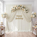 20ftx10ft Wrinkle Free Beige Backdrop Curtains for Parties, Silky Polyester Photo Backdrop Drapes 4 Panels 5x10ft Back Drop Cloth for Wedding Birthday Baby Shower Photography Background by ENJOYYOURPARTY