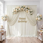 40ftx10ft Wrinkle Free Beige Backdrop Curtains for Parties, Silky Polyester Photo Backdrop Drapes 8 Panels 5x10ft Back Drop Cloth for Wedding Birthday Baby Shower Photography Background - Image 5