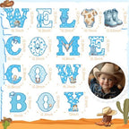 Sliner 15 Pcs Welcome Cowboy Baby Shower Decoration 15 Inch Blue Yard Signs with Stakes Large Lawn Sign for Gender Reveal Newborn Welcome Home Outdoor Party Decoration - Image 2