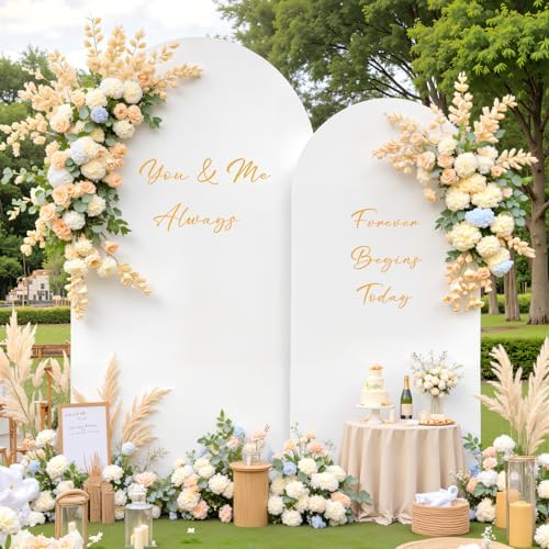 White Blue Arch Backdrop Covers 7.2FT 6FT Party Wedding Arch Covers Stretchy Backdrop Set of 2 Baby Shower Bridal Shower Photo Birthday Spandex Baby Blue Arch Cover - Image 5