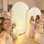 Ivory Wedding Arch Backdrop Cover 7.2ft and 6ft Draped Arch Covers Stretchy Backdrop Spandex Balloon Arch Covers for Bridal Shower Baby Shower Engagement Photography Birthday Party Decorations - Image 4
