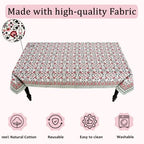 Ridhi Apple Red and Green Hand Block Print Cotton Rectangle Tablecloth 54x54 inch Reusable Table Cover Decorative Everyday Use for Dining Room, Farmhouse, Home Gift for Spring, Summer - Image 7
