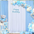 gogoparti 10x10ft Baby Blue and White Backdrop Curtains Panels for Parties Wedding Baby Shower Birthday Party Photography Background, Wrinkle Free Polyester Backdrop Curtains Drapes 4 Panel 2.5x10ft - Image 5
