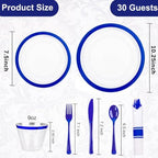 I00000 210 Dark Blue Plastic Plates, Clear Disposable Plates for 30 Guests - Image 5