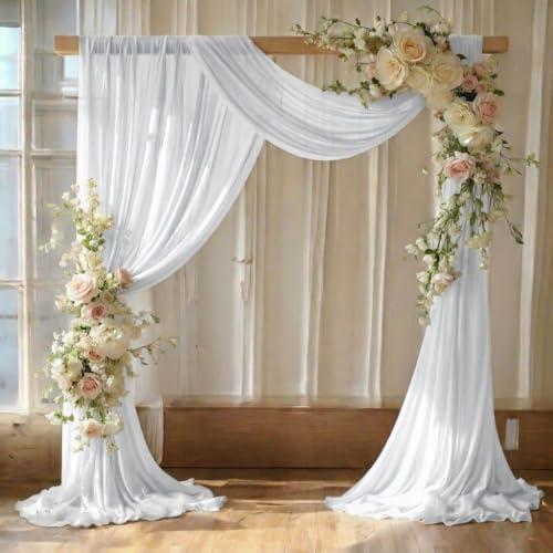 Pack of 2 Wedding Arch Drape Panel Fabric 30" x 40ft - White by MDS