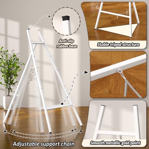 White Metal Easel Stand for Sign,Heavy Duty Art Easel with Adjustable Chain,Tripod Structure,4-Level Height—Easels for Wedding Welcome Sign Holder,Baby Shower Poster,Birthday Party,Posters - Image 5