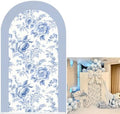 Blue and White Floral Arch Backdrop Cover Vintage Peony Arch Stand Spandex Cover Elegant Toile de Jouy Wedding Baby Shower Birthday Party Decoration French Country Style Background (G4229,6FT) by HUAYI
