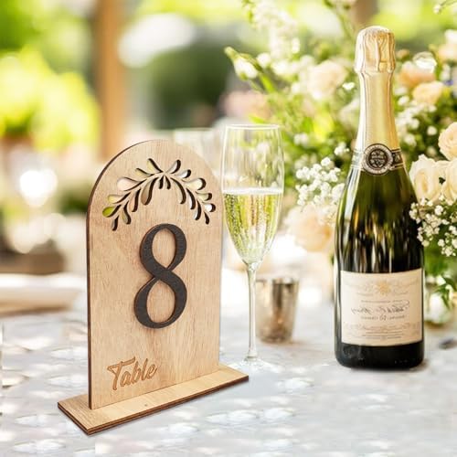 Wedding Table Numbers 1-20, Wooden Table Number Signs with Holder Base - Image 3