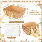 Fuyoo 8 Pack Kraft Basket for Gifts Empty 10x8" Thick Scalloped Gift Bags - Image 2