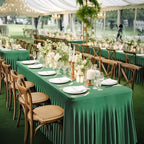 Wish Care 2 Pack Hunter Green Stretch Spandex Table Clothes for 8 Foot Rectangle Tables, 8FT Wrinkle Free Fitted Tablecloths Ruffles Design Table Cover for Party, Banquet, Wedding and Events - Image 6