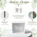 OurWarm White Wooden Wedding Card Box for Reception with Acrylic Window - Image 5