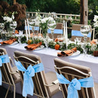 Large Satin Bow Decor with 50 Pack Chair Sashes - Perfect for Birthday, Wedding, Parties & Baby Shower | 24x36 Inch Giant Bows for Room Decor | Wide Fabric Ribbons for Banquet Chairs (Sky Blue) - Image 4