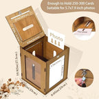 OurWarm Wooden Wedding Card Box with Acrylic Picture Frame, 360° Rotatable - Image 2