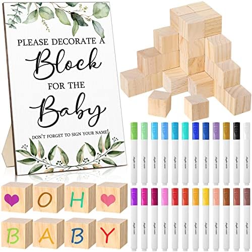 Tatuo 75 Pcs Baby Shower Party Block Games Sign to Decorate,Greenery by Tatuo