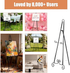 46" H Adjustable Metal Display Easel - Vintage Black Scroll Design, Rust-Proof Metal Stand for Showcasing Pictures, Artlork, Picture Frame and Wedding Signs - Image 5