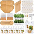 90Pcs Baby Shower Prizes for Game Winners Bamboo Cheese Board Fork Butter Spreaders Coasters Towel Artificial Potted Plant Gift Bag for Baby Shower Bridal Shower Favors (10 Sets, Bamboo Heart Shaped) by WishFond